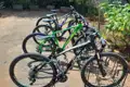 Mountainbikes im Fahrradständer.