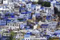 Blau gestrichene Häuser in Chefchaouen, Marokko.