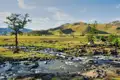 Zeltlager an einem Fluss in der mongolischen Steppe.