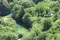 Fluss und Haus inmitten grüner Landschaft
