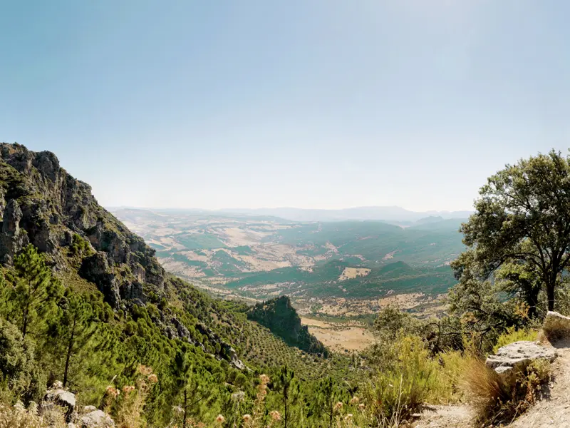 Wir wandern im Naturpark Sierra de Grazalema in Andalusien zwischen knorrigen Steineichen und schroffen Kalkrücken und genießen die Stille und Panoramablicke in der Bergidylle.