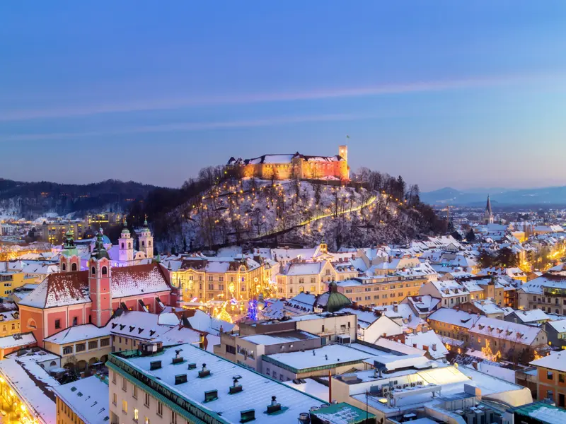 Auf dieser Silvesterreise erleben wir die Hauptstadt von Slowenien im Winter.