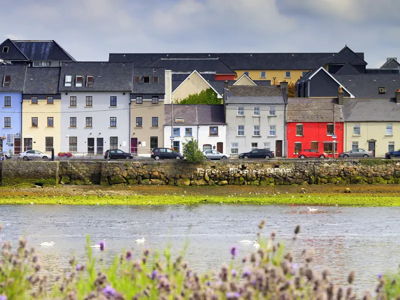 Auf unserer 14-tägigen Wander-Studienreise durch Irland übernachten wir in der Hafenstadt Galway. Die bunten, geduckt wirkenden Häuser sind typisch für den Westen Irlands.