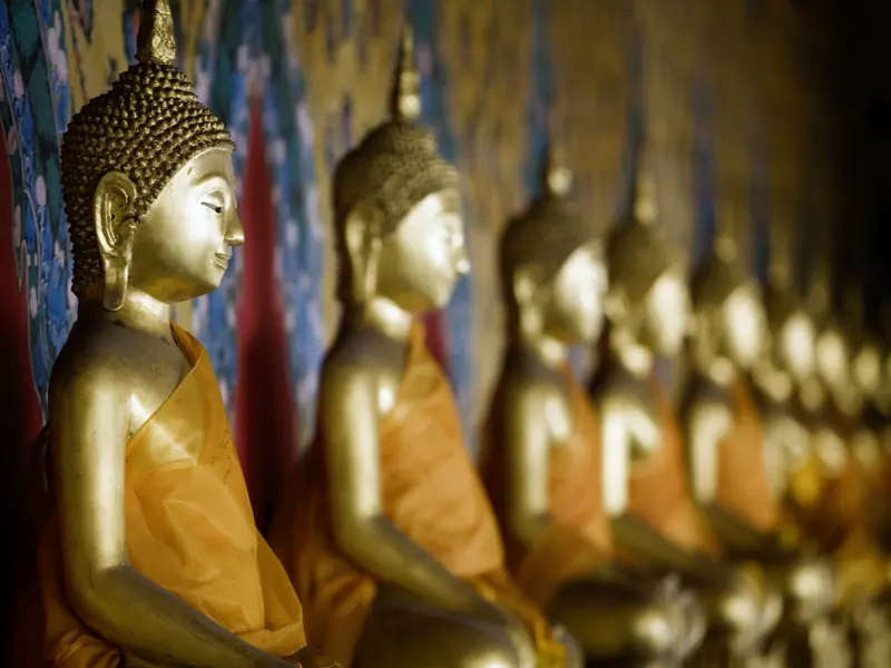 Auf unserer Reise durch Kambodscha, Laos und Thailand tauchen wir auch bei verschiedenen Tempelbesuchen in die asiatische Kultur ein.
