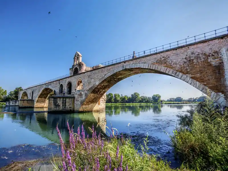 In Avignon sehen wir auf unserer zehntägigen Studienreise durch die Provence die berühmte Brücke, die wir alle schon so oft besungen haben.