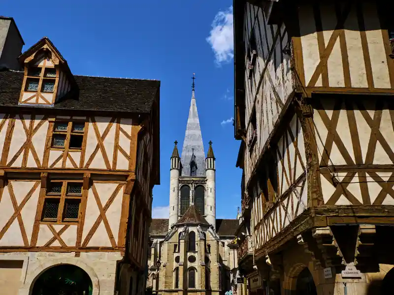 Fachwerkhäuser, die Kathedrale und kulinarische Schätze wie Senf oder Wein erwarten Sie, wenn wir auf Ihrer Rundreise durch das Burgund in Dijon Station machen.