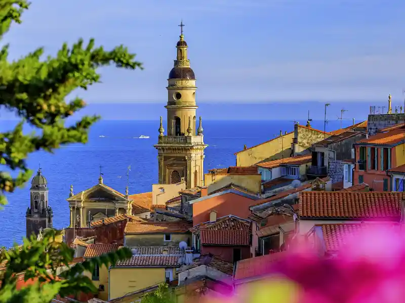 In Menton trifft italienisches Flair auf französischen Charme. Ihr Studiosus-Reiseleiter kennt die schönsten Winkel der malerischen Altstadt und führt Sie während unserer Reise im Komfortbus durch Südfrankreich in die farbenfrohe Markthalle, wo die kulinarischen Schätze der Region duftend und farbenfroh vereint sind.