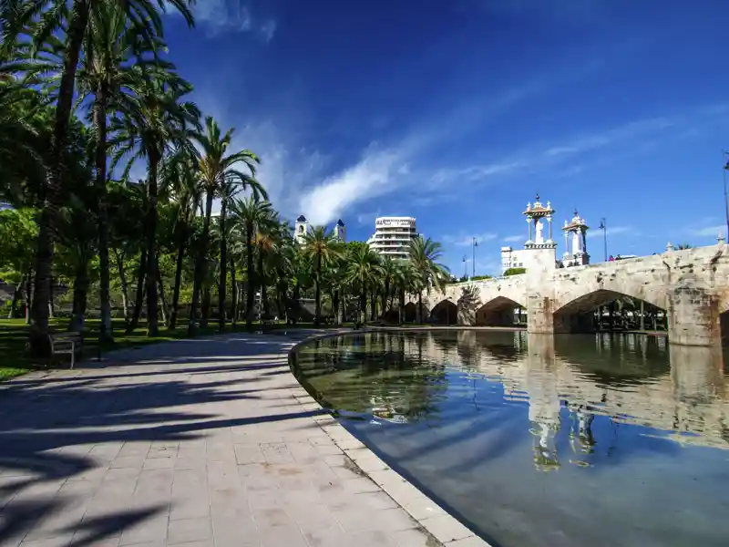 Auf dieser Studiosus-Reise sind wir zu Besuch in Valencia, der Umwelthauptstadt Europas 2024, und radeln durch das ehemalige Flussbett des Turia-Flusses, heutzutage eine grüne Oase und einer der größten städtischen Naturparks Spaniens.