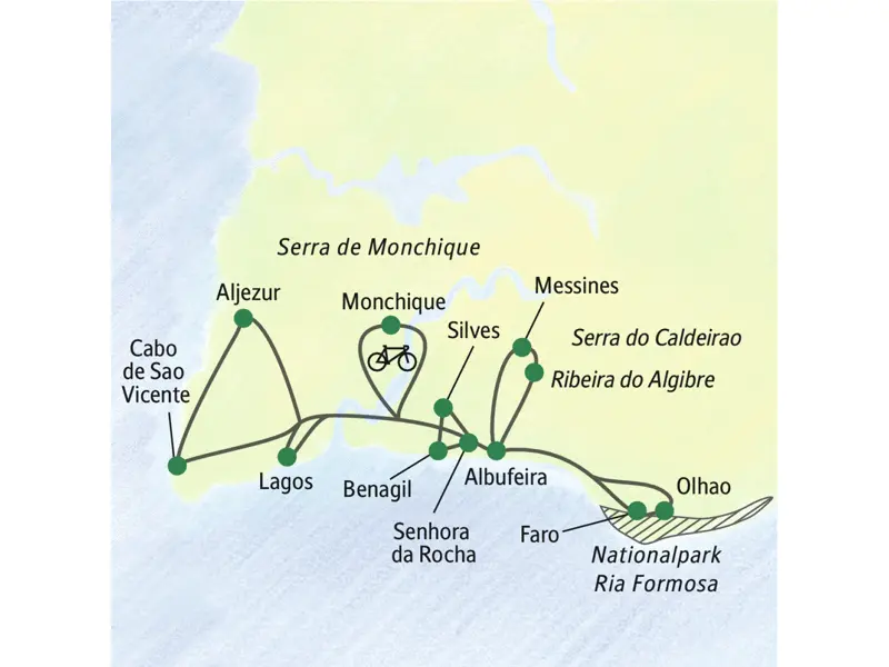 Von Albufeira aus erkunden wir auf dieser Wander-Studienreise die Algarve, sind in Messiness, Aljezur, Cabo de Sao Vicente, Lagos und Silves. Wir wandern in der Lagune Ria Formosa und besichtigen Faro.