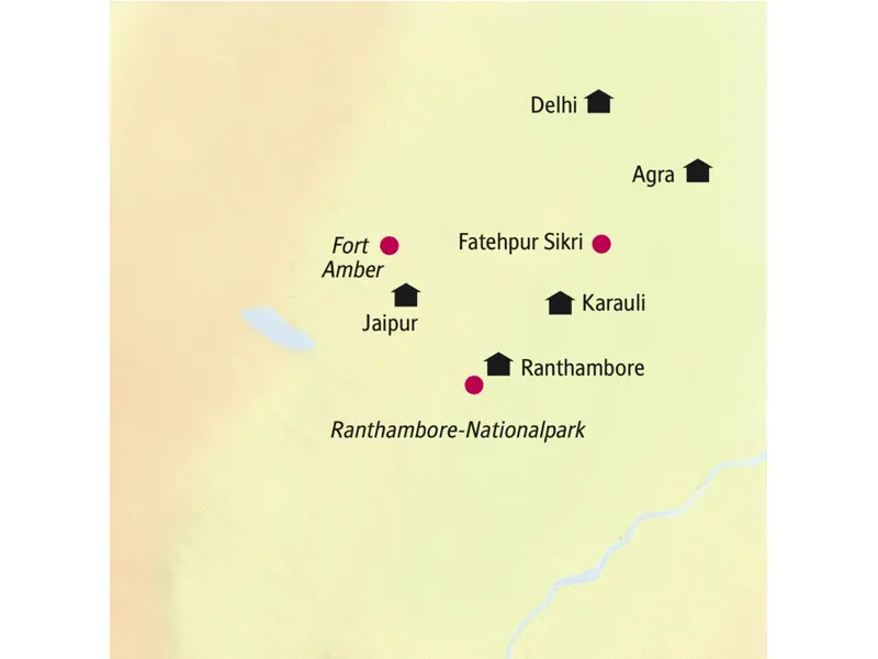 Karte der Reise Rajasthan - Auszeit im Land der Maharadschas.