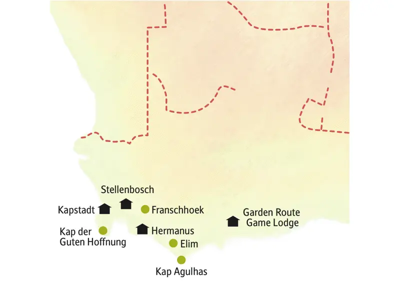 Stationen dieser Rundreise in kleiner Gruppe durch Südafrika sind Kapstadt, die Garden Route, Hermanus und Stellenbosch.