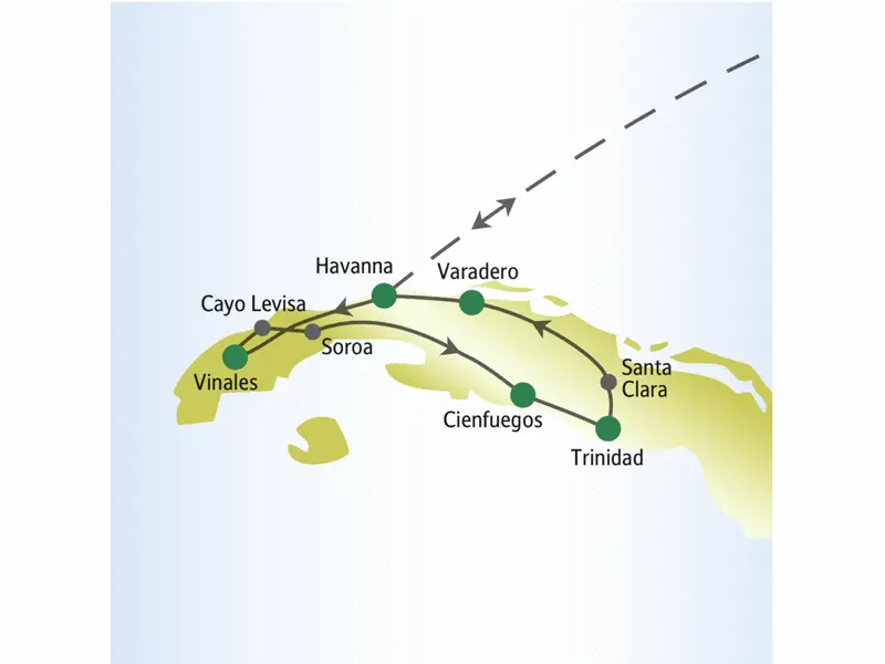 Diese me & more-Reise für Singles und Alleinreisende führt Sie von Havanna in den Westen Kubas mit Soroa und Vinales, nach Cienfuegos und Trinidad an der Südküste und über Santa Clara zum Strand von Varadero.