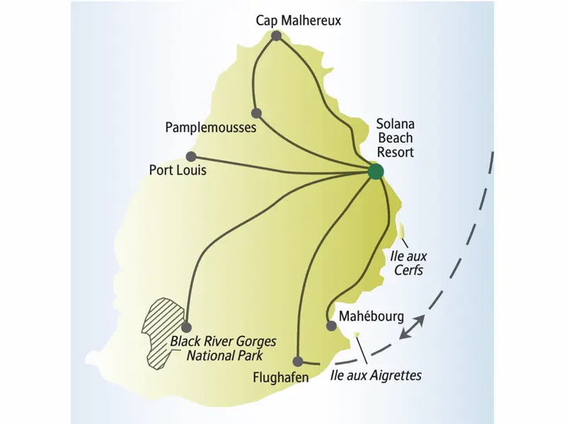 Vom Solana Beach Resort aus führt uns unsere me&more-Singlereise nach Mauritius zum Cap Malhereux, nach Port Louis und Mahébourg sowie in den Black River Gorges National Park.
