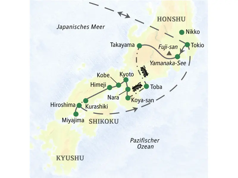 Diese umfassende Studienreise durch Japan führt in die Hauptstadt Tokio,  in die Japanischen Alpen, nach Kyoto und nach Hiroshima.