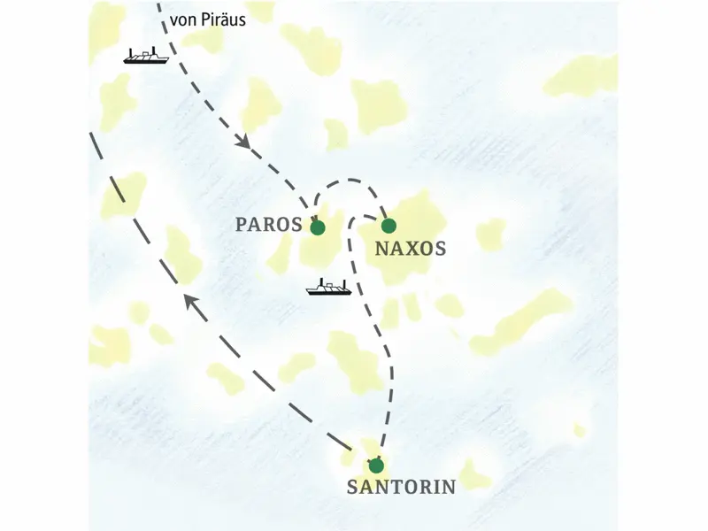 Erleben Sie bei dieser 14-tägigen Wanderreise die Kykladen-Inseln Paros, Naxos und Santorin