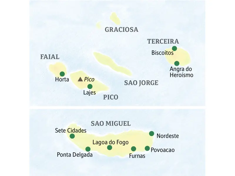 Azoreninseln auf der Weltkarte