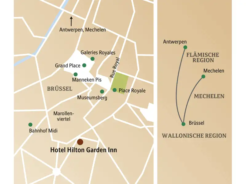Freuen Sie sich auf Ihren Städteurlaub mit Studiosus CityLights! In kleiner Gruppe mit maximal 15 Gästen und qualifizierter Studiosus-Reiseleitung erkunden Sie nicht nur die spannendsten Seiten der belgischen Hauptstadt Brüssel, sondern erleben auf Ausflügen mit der Bahn auch die beiden Städte Antwerpen und Mechelen mit ihrem reichen kulturellen Erbe.