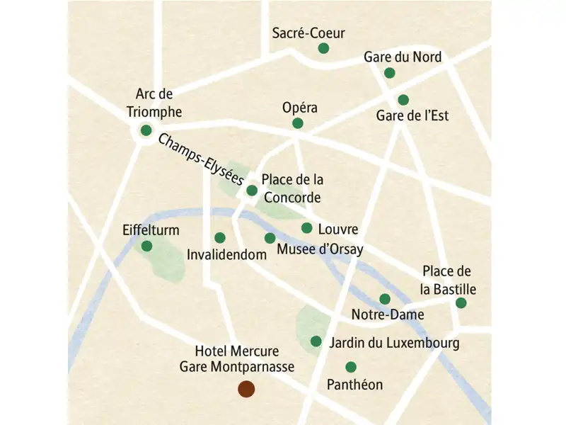 Vom Hotel Mercure Gare Montparnasse aus entdecken wir auf unserer Familien-Studienreise per Bus, Boot, Metro und auf kurzweiligen Spaziergängen gemeinsam mit unserer Studiosus-Reiseleitung die wichtigsten Sehenswürdigkeiten von Paris.