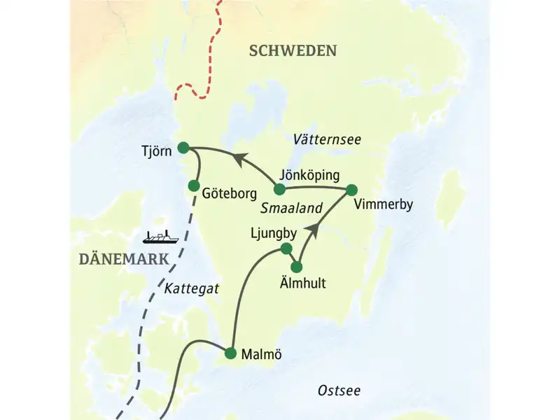 Familienurlaub in Schweden - gemeinsam mit anderen Familien reisen Sie zehn Tage lang im Astrid-Lindgren-Land von Malmö durch Smaaland und zum Finale nach Tjörn und Göteborg.