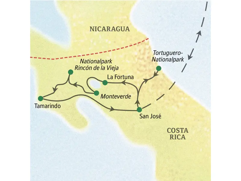 Mit dem Boot durch das Dschungelparadies Tortuguero, über Hängebrücken durch den Nebelwald von Monteverde, Vulkanerlebnisse am Arenal und am Rincón de la Vieja sowie entspannte Strandtage am Pazifik - all das erlebt ihr auf der Reise von Studiosus family nach Costa Rica!