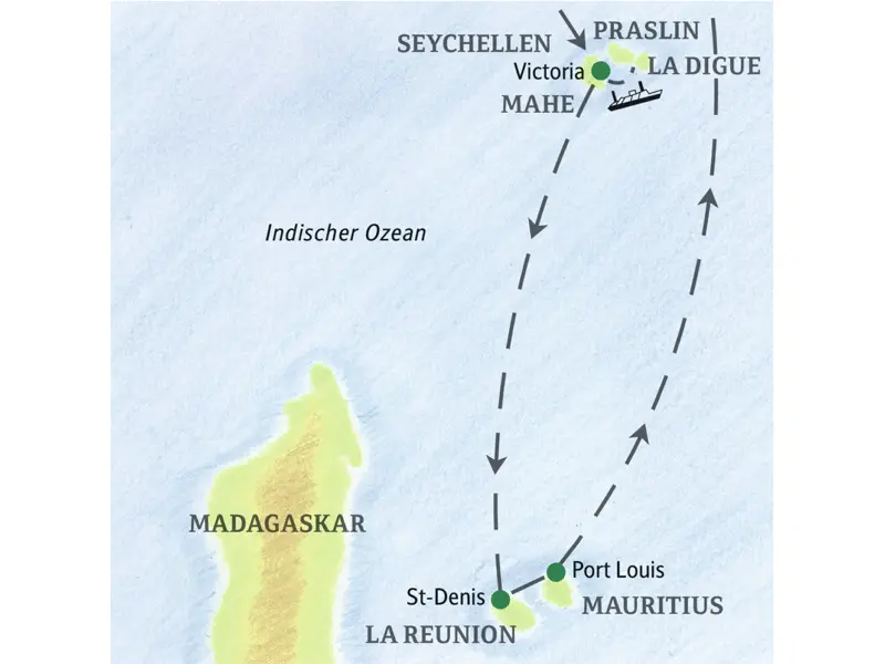 Entdecken Sie auf dieser gut zweiwöchigen Studienreise die traumhaften Inseln im Indischen Ozean: die Seychellen, La Réunion und Mauritius.