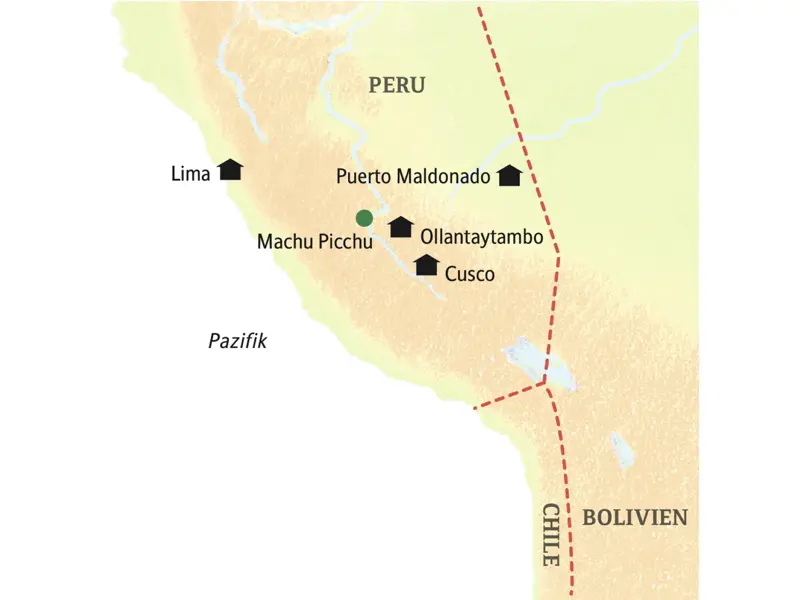 Auf unserer Reise durch Peru besuchen wir unter anderem die Hauptstadt Lima, das Amazonas-Tiefland, Cusco und das berühmte Machu Picchu.