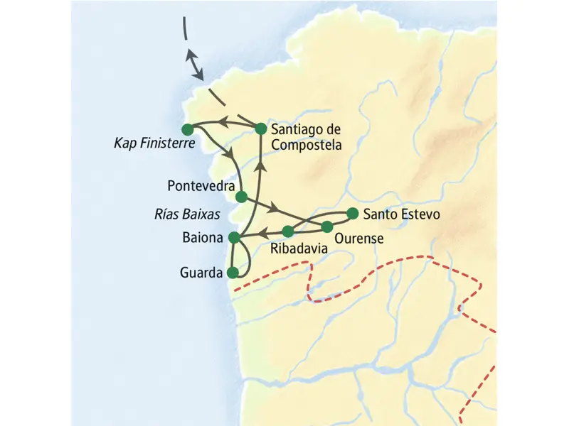 In neun Tagen mit Studiosus durch Galicien - zum Jakobsweg, zum Ende der Welt und zum keltischen Erbe Spaniens. Entdecken Sie wilde Küsten, alte Städte und stille Flusslandschaften!