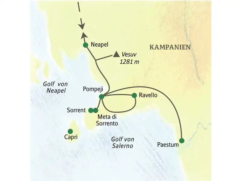 Unsere Studienreise führt uns unter anderem nach Ravello, Pompeji, Neapel und Paestum