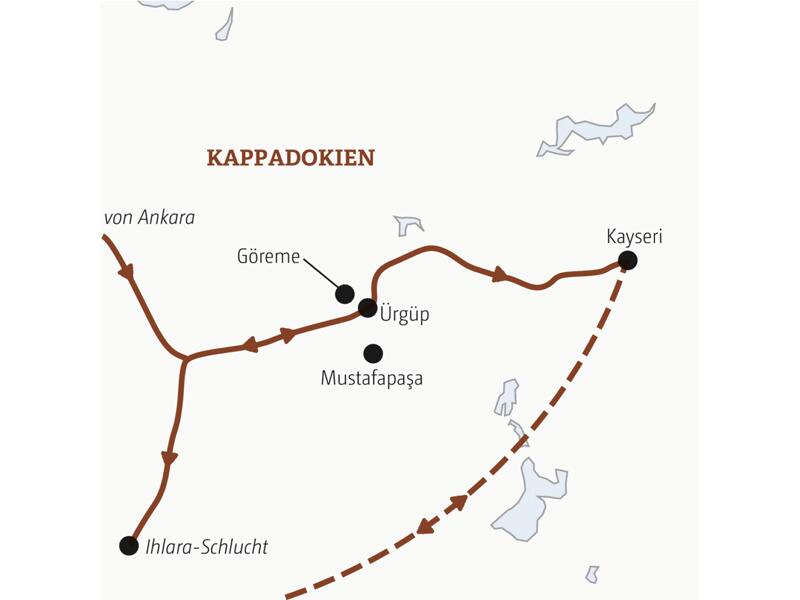 Reiseverlauf der Türkei - Kappadokien Marco Polo Entdeckerreise.