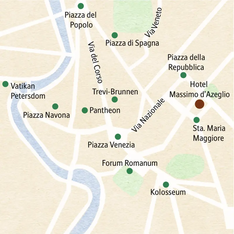 Die Lage unseres Hotels auf der Familienstudienreise nach Rom nahe vieler Sehenswürdigkeiten